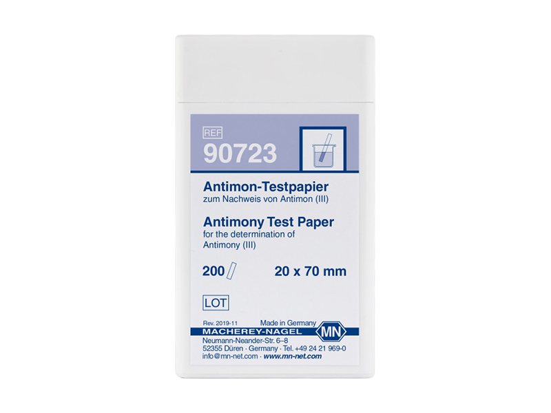 Qualitative Antimony test paper for Antimony: 5 mg/L Sb³⁺