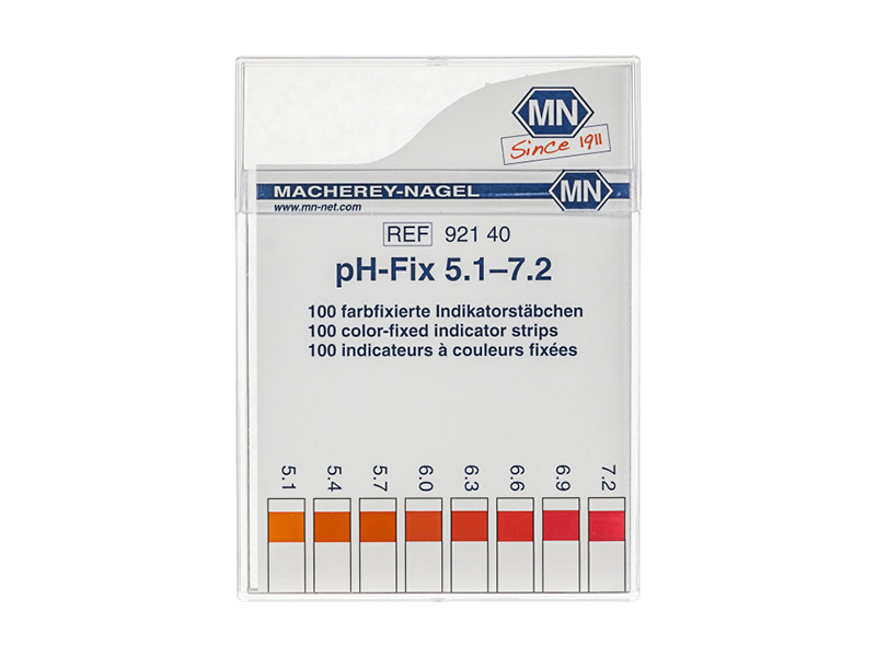 pH test strips, pH‑Fix 5.1–7.2, fixed indicator