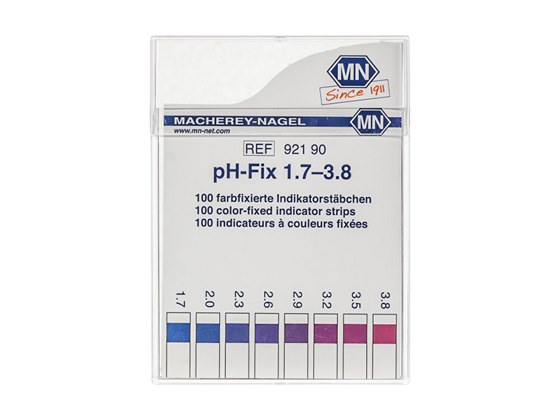 pH test strips, pH‑Fix 1.7–3.8, fixed indicator