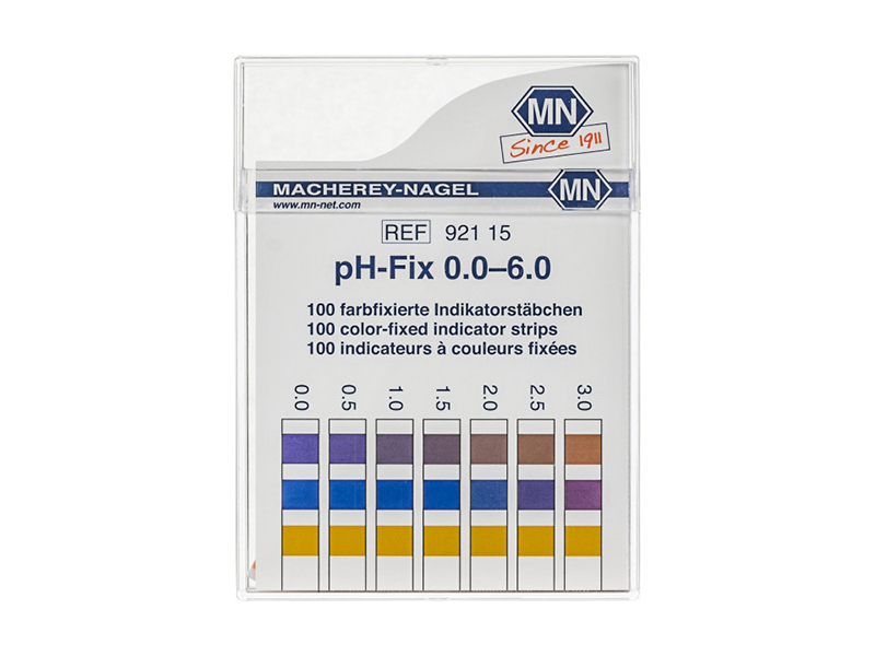 pH test strips, pH‑Fix 0.0–6.0, fixed indicator