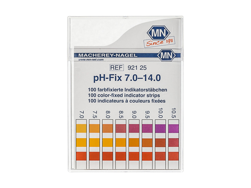 pH test strips, pH‑Fix 7.0–14.0, fixed indicator