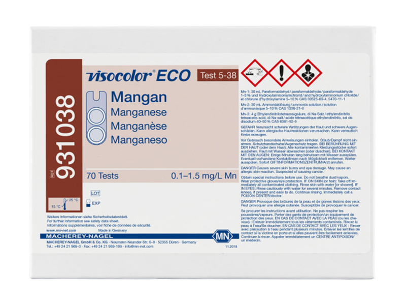 德国MN VISOCOLOR ECO锰测试盒 （Manganese）931038 / 931238（补充装）